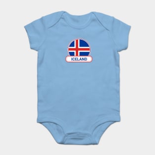 Iceland Country Badge - Iceland Flag Baby Bodysuit